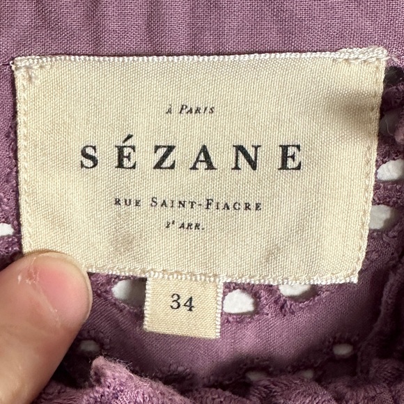Sezane Chlo Ruffle Button Front Shirt Wisteria Purple Size 34 French US 2 Top - Picture 5 of 14
